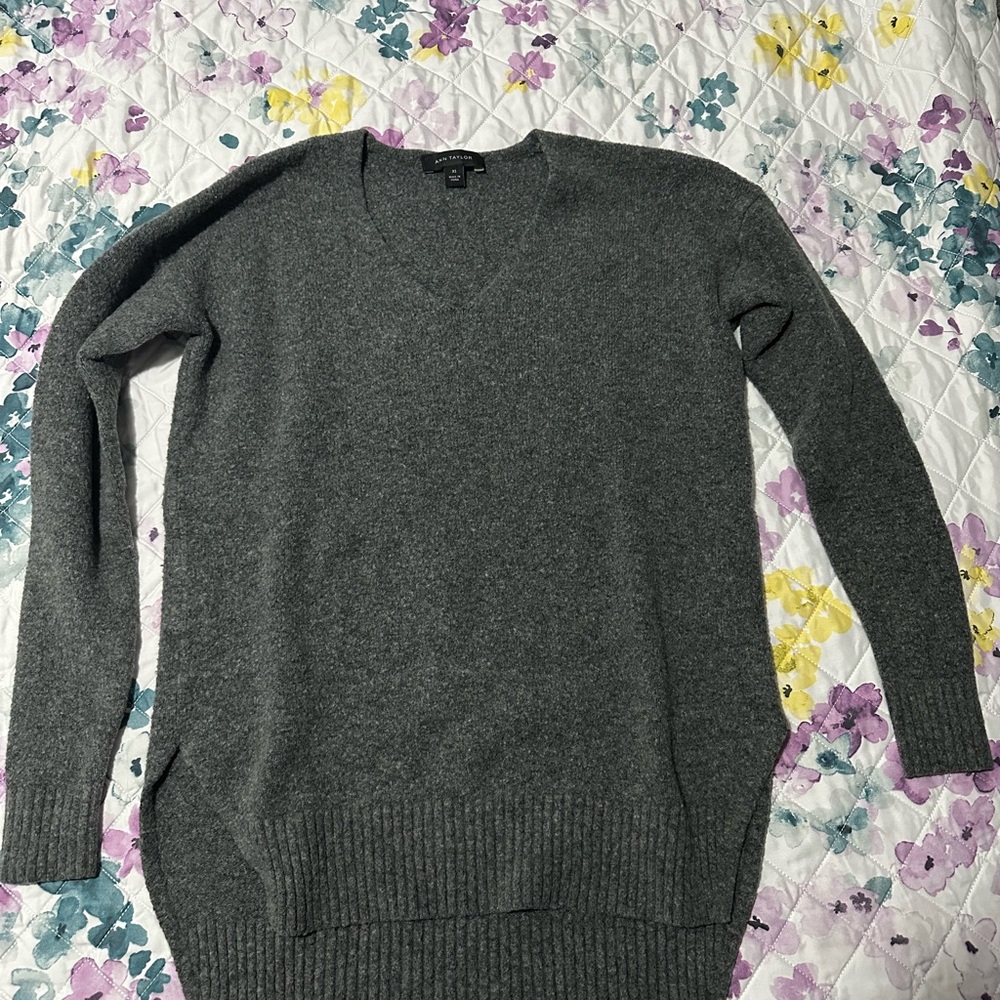 Ann Taylor Charcoal V-Neck Sweater